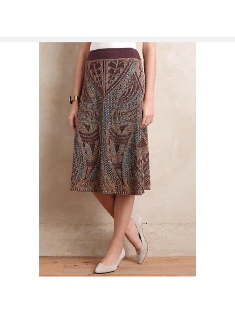 Cecilia Prado Anthropologie Knit Metallic Sweater Skirt - Picture 4 of 12